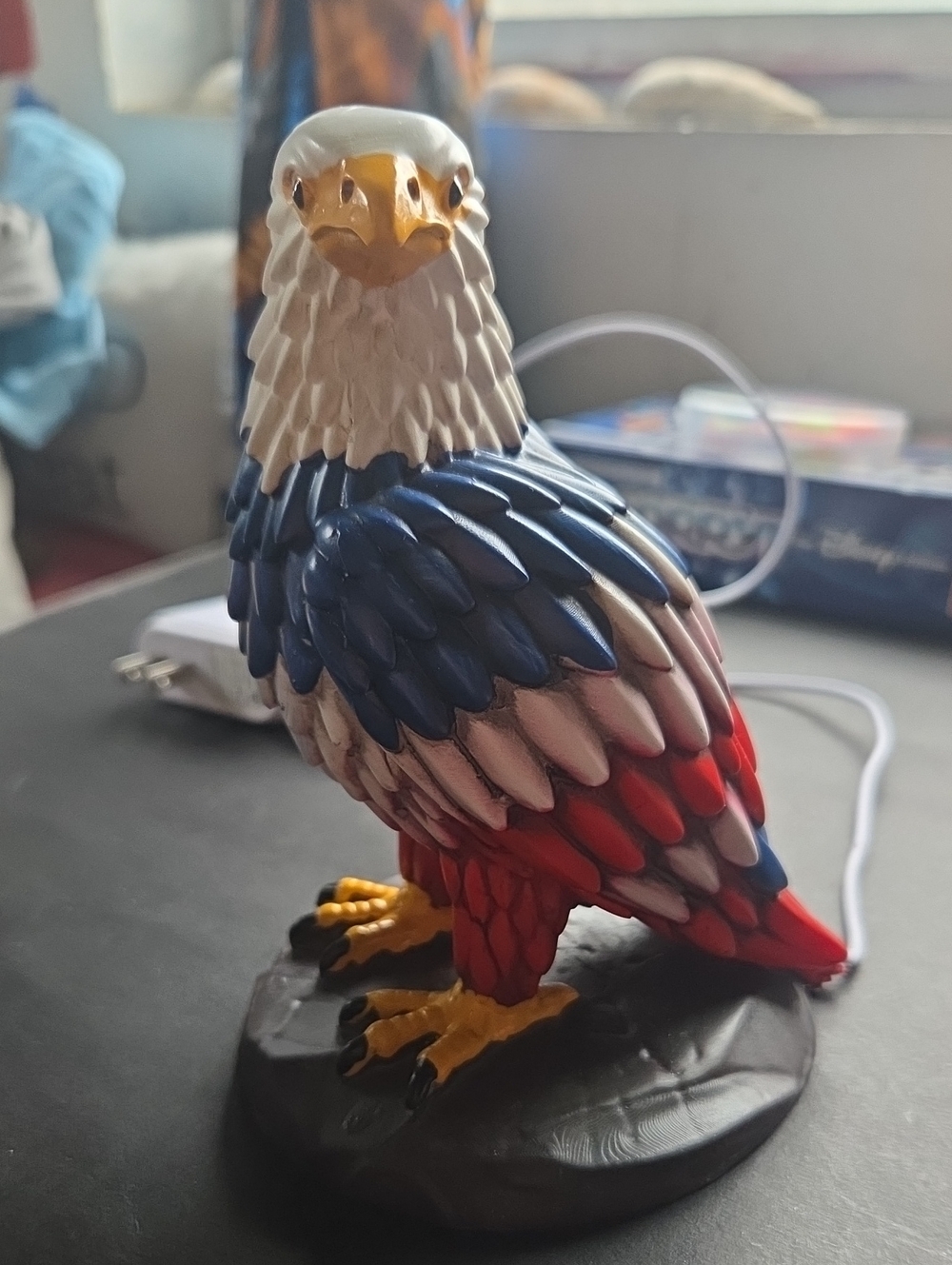 Patriotic Eagle Bird Figurine Light - Red White Blue Decorative Statue